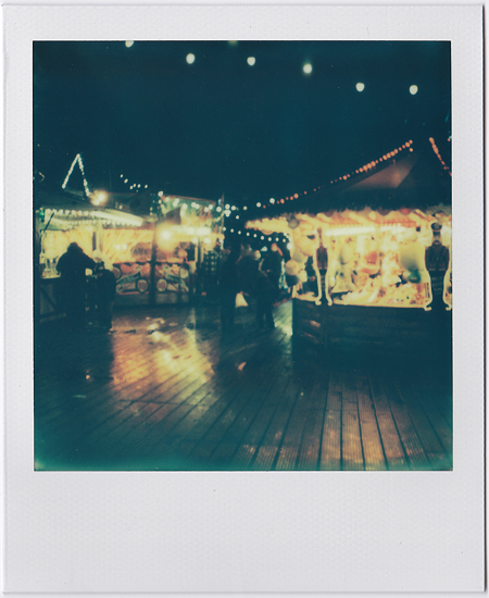 At Night With Rain Fairground Glow Polaroid SX-70