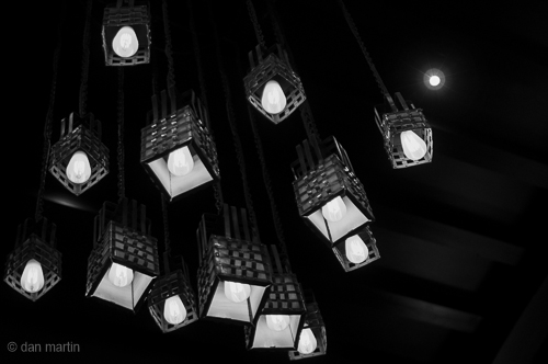 Mackintosh lights hanging in the entrance hall