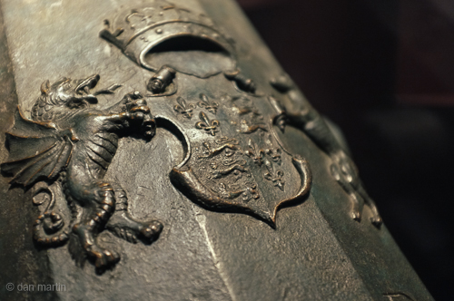 Emblem and detail on a cannon from the Mary Rose