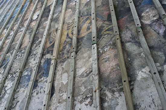 Mural on a wall at the Barbican, in Plymouth, painted by Robert Lenkiewicz
