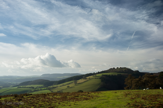 Shropshire Hills at Hopesay Looking toward Burrow Iron age fort