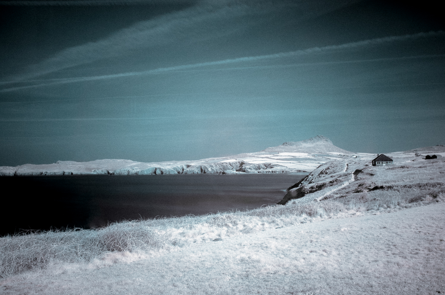 Overlooking Whitesands Bay, Pembrokeshire, Wales. Infared R72 Filter/ Fuji x100