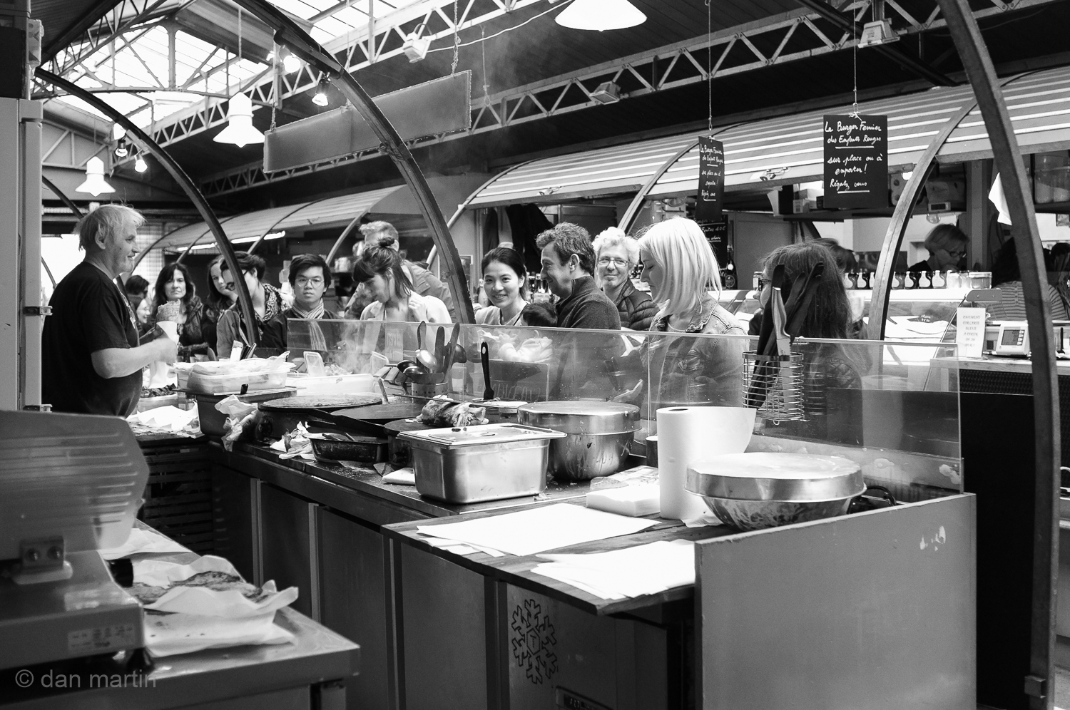 bustling market of eager eaters